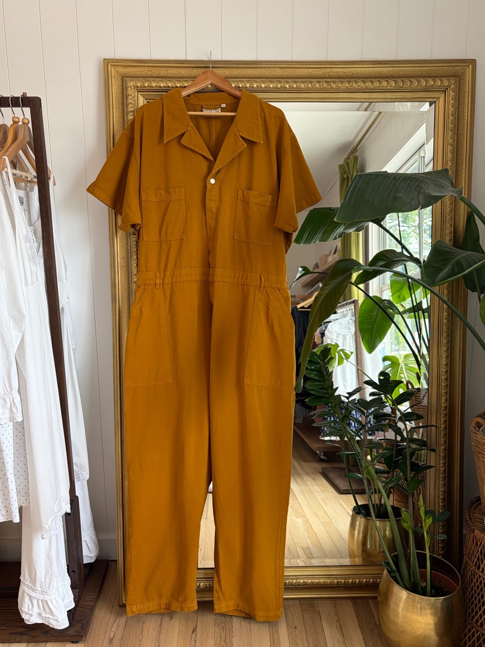 NWOT Big Bud Press Short Sleeve Jumpsuit Mustard 3XL